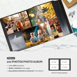 Photo Album 4x6 200 Landscape Pockets for Wedding Gifts, Leather Memory Book for Family Anniversary School Baby Travel Pictures Holds 200 Horizontal Photos(Beige)