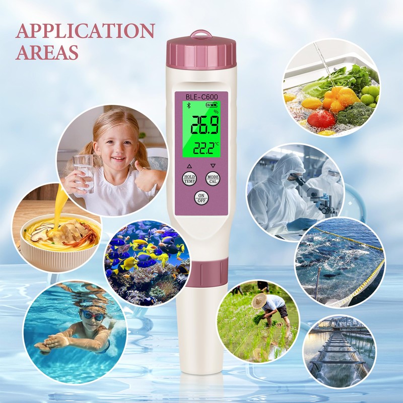 PH Meter 7-in-1 Tds Meter/Salinity Tester/pH Meter/EC Meter/Orp Meter/S.G Meter/Temp