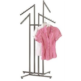 Unbranded/Generic Clothing Rack Four 4 Way Adjustable Clothes Garment Retail Display Steel Finish