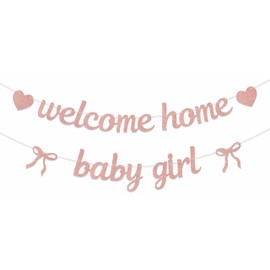 Welcome Home Baby Girl Banner Welcome Baby Girl Decorations Rose Gold