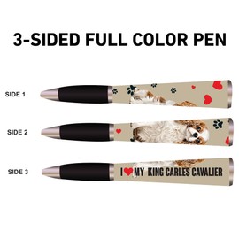 I Love My Dog Ballpoint Pen (1 Pen, 3-Sided) Dog Birthday Cute Pens, Fun Pens Dog Lovers Gifts For Women & Dog Dad Cool Pens, Dog Mom Gifts, Cute School Supplies Dog Pens (King Charles Cavalier Gift)