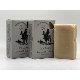 Three Dubs Ranch Law Dawg: Handmade All-Natural, Goat Milk Soap Bars made with Tallow, For Hands & Body. Redwood, Grapefruit, Coffee scented Soap Bars. Made in Texas. (3.5 oz Bar 3 Pack)