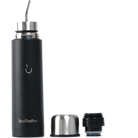 BALIBETOV Botella autoservicio de yerba mate de 25oz – Taza mate de acero inoxidable autocebante con doble caño Aislada al vacío, sin derrames, todo en uno para preparar mate Mantiene el agua