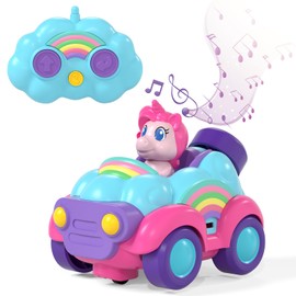 Lehoo Castle Carro Control Remoto, RC Car Unicornio, Coche de Control Remoto, Coche de Juguete con Música y Sonido de Juguete, Juguetes de Coche para 3 4 5 años