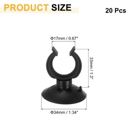 sourcing map 20Pcs Aquarium Suction Cup Clips, 17mm Airline Tube Holders Clamps Cup Holder Sucker Tube Sucker for ID Airline Tubing Fish Tank, Black