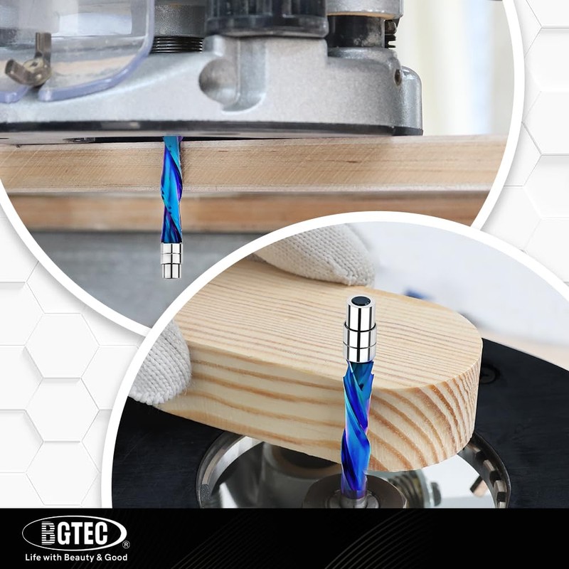 BGTEC Spiral Flush Trim Router Bits, Compression Cut Spiral bit