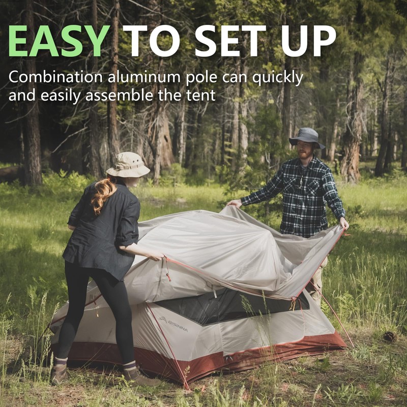 BISINNA Backpacking 2 Person Tent Lightweight 3 Season Camping Tent