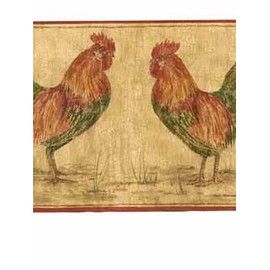 Rooster Wallpaper Border - Red Edge…