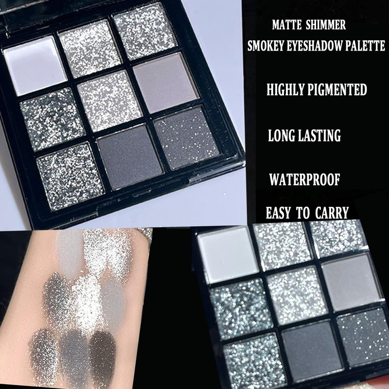 9 Colours Brown Eyeshadow Palette, Glitter Eyeshadow Matte Shimmer Natural