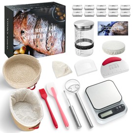 Sourdough Bread Baking Supplies, Sourdough Starter Kit with scale, Starter Jar, Bread Making Tools Kit, Sour Dough Kit Tools, Sourdough Proofing Basket, Sourdough Kit Gifts for Bakers Women Wife Mom