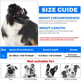 Muzzle for Large Dogs, Adjustable Breathable Pet Mask, Muzzle for Medium Dogs with Velcro Fastening, for Small Medium Large Dog Training (L)