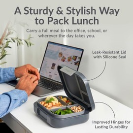 Bentgo Modern - Adult & Teen Bento Lunch Box; 3-4 Compartments, Leak-Resistant, 5.5 Cup Capacity/44 fl oz, Improved Locking Clips, Reusable, BPA-Free, Dishwasher/Microwave Safe Tray (White)