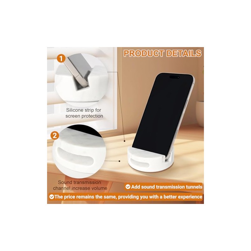 Elegant White Marble Phone Stand with Sound Amplification
