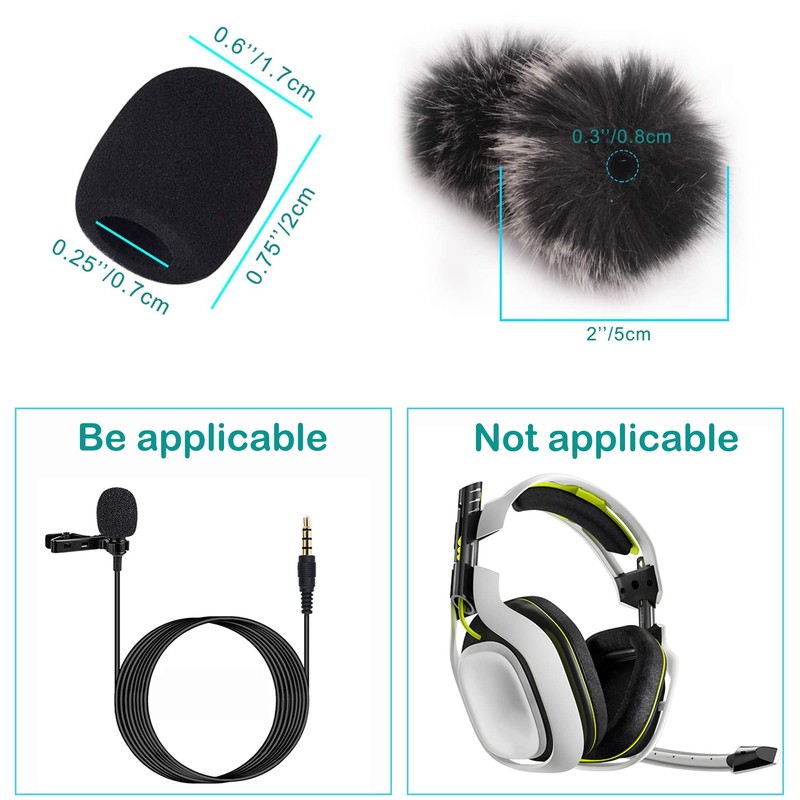 Professional Lapel Headset Windscreen Foam Cover Set, Compatible with Mini