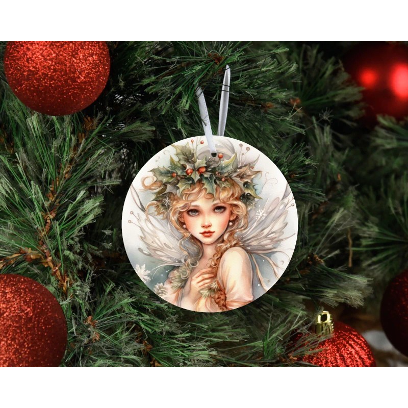 Twisted R Design Holly Christmas Fairy Ceramic Christmas Ornament, Christmas