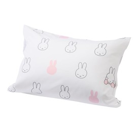 Nishikawa PJ04140035 DB4602 Miffy Pillow Case Pillowcase Compatible with Pillows 24.8 x 16.9 inches (63 x 43 cm), Washable, Medium Cover, Pastel Face, Pink