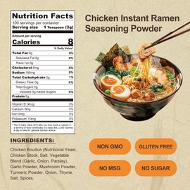 JAYUSS Ramen Seasoning Less Sodium Chicken Instant Ramen Seasoning Powder 10.58 Oz Gluten Free, Non-Gmo, No MSG Premium Instant Noodle Soup Powder 300G