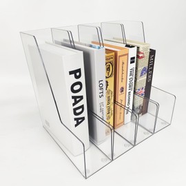 RHONZHAO Vertical File Holder, 4 pack Clear Plastic Document Organizer and Clear Magazine Organizer, Multi-purpose Document Organizer for Home Office