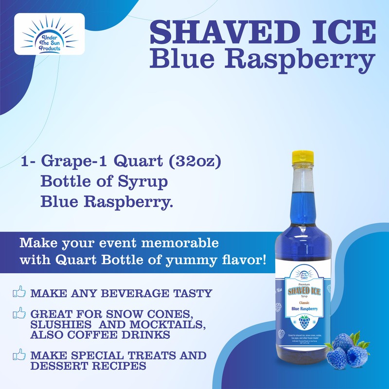 Snow Cone Syrup Blue Raspberry -1 Quart (32oz)