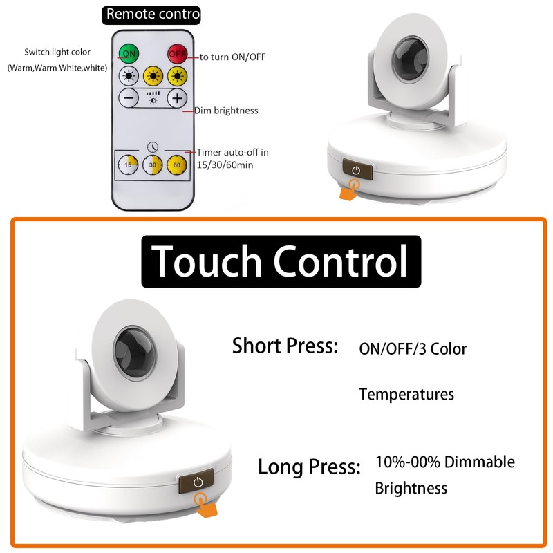 Wireless Led Spotlight Indoor, Rechargeable Uplighting Indoor with Remote Dimmable,