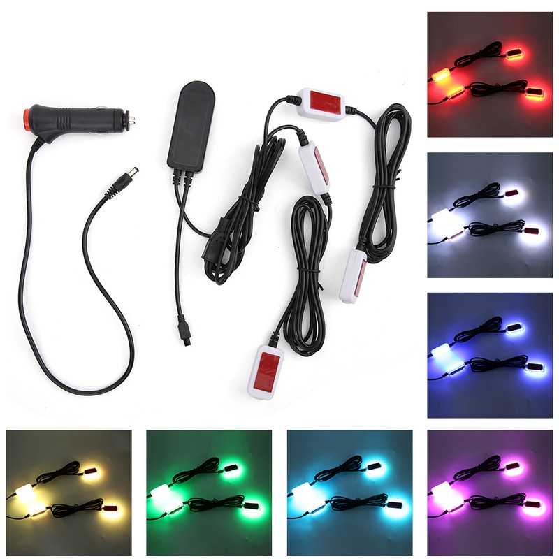 4‑In‑1 5V/12V Car Interior Ambient Light 7 Colors Adjustable Voice