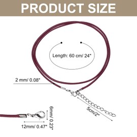 PATIKIL 24" Necklace Cord, 20 Pcs Waxed Bracelet String 2mm Thickness Necklace Ropes Bulk with Clasp for Pendants Bracelets Jewelry Making DIY Craft, Burgundy