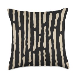 Abstract Lines Pattern in Beige on Black AEY533 Throw Pillow