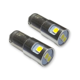 1495, 313 28VDC Miniature Bayonet Bulb High Output LED Replacement Ba9s Base | Bulb Shape: T4-1/2 (2-Pack; Bright White)