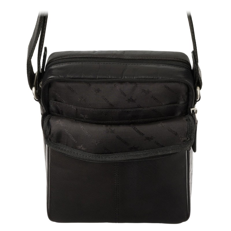 Visconti Compact Leather Messenger/Travel Bag S8 Black