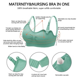 HBselect 5 Pieces Pregnancy Nursing Bra Seamless Nursing Bra with Additional Bra Extensions Breastfeeding and Sleep Without Underwire for Women, Black, grey, blue, beige, dark green