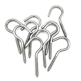JY-MARINE 3.8 Inch Screw-in Hooks Eye Bolt Heavy Duty Large Screw Hook Stainless Steel 316 Ceiling Hook Marine Grade Silver 10 Pcs