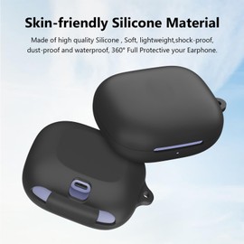 Compatible with Beats Powerbeats Pro 2 Case Cover, Soft Silicone Full Protective Cover with Keychain for Women Men Compatible with Beats Powerbeats Pro 2 Charging Case, Front LED Visible (Black)