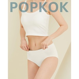 POPKOK Teen Girls Cotton Underwear Mid Waist Brief Panties 6 pack (10-12 Years, Black/White/Grey)