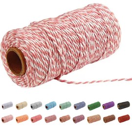 Twine String，328 Feet Pink White Twine for Crafts, Art, Gardening Plants, Gift Wrapping, Christmas Decoration, Packing String(Pink and white)