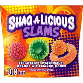 SHAQ-A-LICIOUS SLAMS Assorted Fruit Flavored Chewy, Candy Bag, 9.8 oz