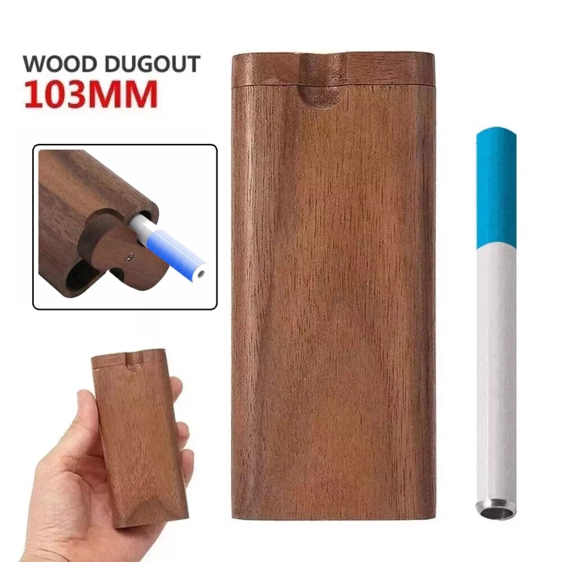Premium Teak 4.08" x 1.68" Wooden Dugout Ceramic One Hitter