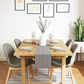 Encasa XO Cotton Table Runner | Size 13x72 in | Ticking Black - Machine Washable & Durable