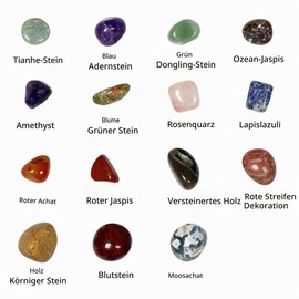 Gemstone Set, 200 g Tumbled Stones (φ1-3 cm), Colourful Tumbled Stones, Healing Stones, Semi-Precious Stones, Colourful Mix of Natural Tumbled Stones, with a Storage Bag
