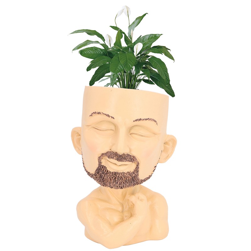 Face Planter Pot with Drainage Hole Man Face Flower Pot