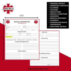 Autism/May Not Respond Awareness Medical Alert Seatbelt Cover for Kids and Adults with Emergency Information Form and Pocket by Help Belts (Red, 6 Inch Car Seat)