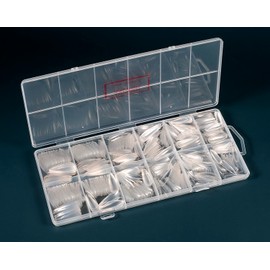 Pack of 600 Acrylic Artificial Nail Tips, Boxed, Water Drops, False Nails, Fake Fingernails, Nail Tips for Women, Nail Design, Nail Studios, 12 Sizes, Long Nails, Transparent