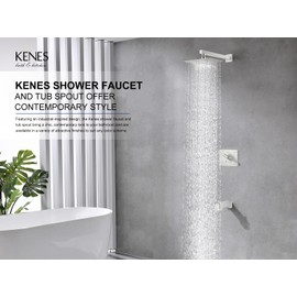 KENES Brushed Nickel Shower Faucet, Tub and Shower Trim Kit with 8-Inch Rain Shower Head, Modern Single-Spray Shower Faucet Set, KE-6024A (Shower Valve Included)