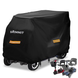 Mobility Scooter Cover,SRIMMIT Heavy Duty 420D Oxford Fabric Electric Scooter Cover, Waterproof,Anti-UV,Durable with Waterproof Strip,Reflective Strips,3 Buckles and Storage Bag 3XL（77" x 29" x 47"）