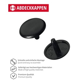 Gedotec Furniture Cover Caps Round | Pack of 50 - Screw Caps for Headhole Hole PZ2 | H1115 | Covers Diameter 12 x 2.5 mm | Closure Plugs Plastic Black | End Caps for Drill Holes