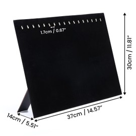 BELLE VOUS Black Velvet Necklace Jewellery Chain Holder - 37 x 30cm/14.57 x 11.81 Inches - Necklace Organiser Display Stand with 17 Hooks - Necklace Holder for Home or Retail Shop Display