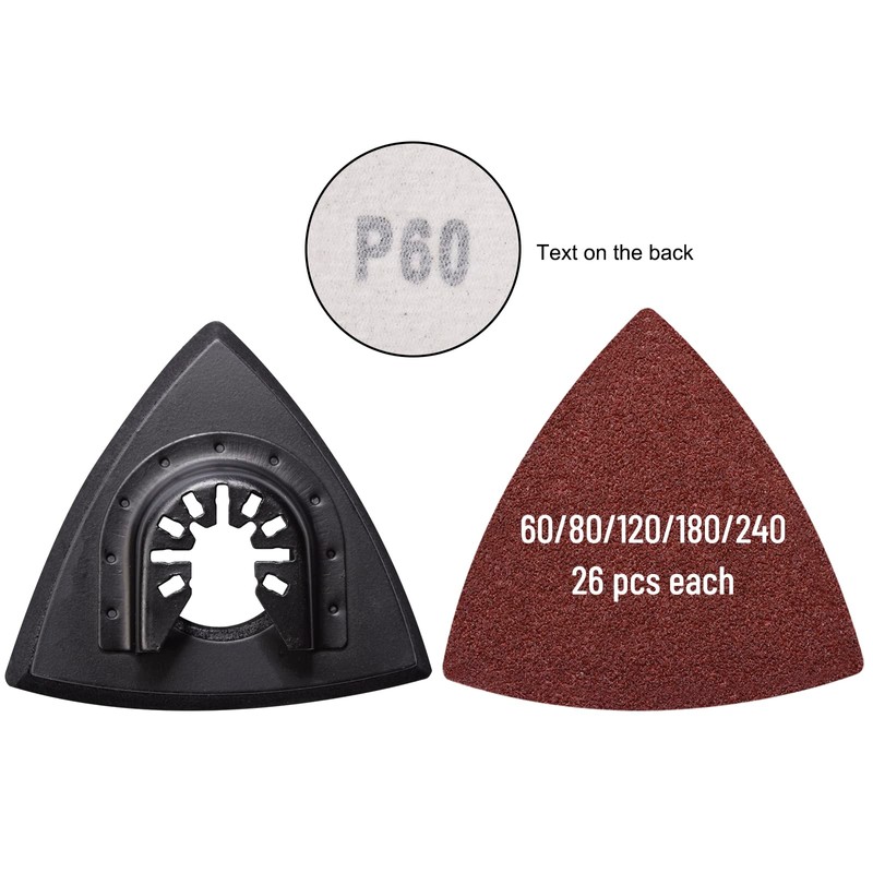 136Pcs Oscillating Tool Sanding Pad Kit, Contains 6Pcs Triangle Sanding