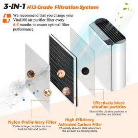 Vital 100 Vital 100-RF True Replacement Filter 2Pack by Blutoget - Fit for LEVOIT Vital 100 Air Purifier, 3-in-1 H13 and High-Efficiency Activated Carbon Filtration System - Replace Vital 100-RF