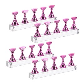 Baluue Soportes Magnéticos de Plástico para Uso y Exhibición de Arte de Uñas, 20 Piezas en Color Rosa, Ideales para Salón de Uñas y Entrenamiento Repetido