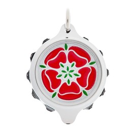Chrome Plated SOS Talisman Pendant - Tudor Rose Red