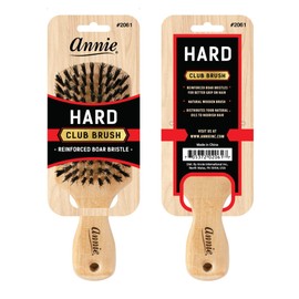 Annie Annie | Club Brush | Boar & Nylon Hard Bristle Brush | Polished Wood Handle | Works Best on Thick Hair | 7 Inch